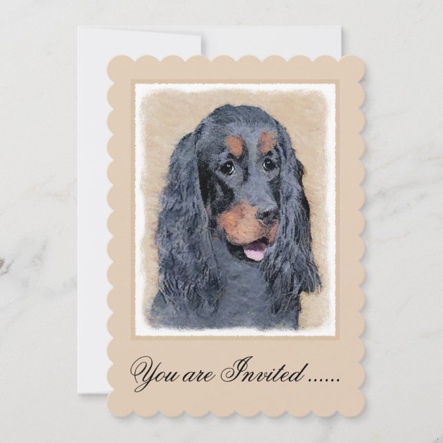 Gordon Setter Painting - Cute Original Hund Art Inbjudningar (Framsida)