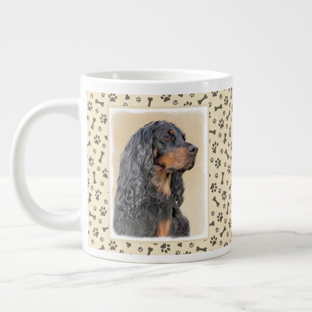 Gordon Setter Painting - Cute Original Hund Art Jumbo Mugg (Vänster)