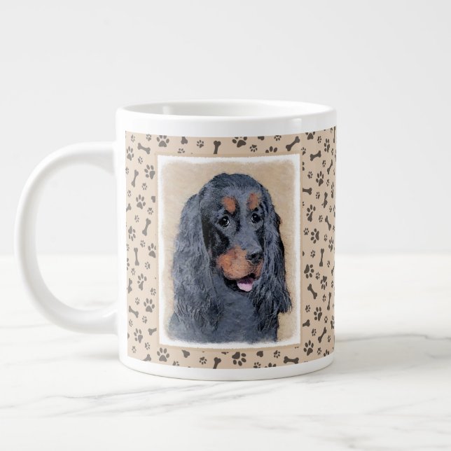 Gordon Setter Painting - Cute Original Hund Art Jumbo Mugg (Vänster)