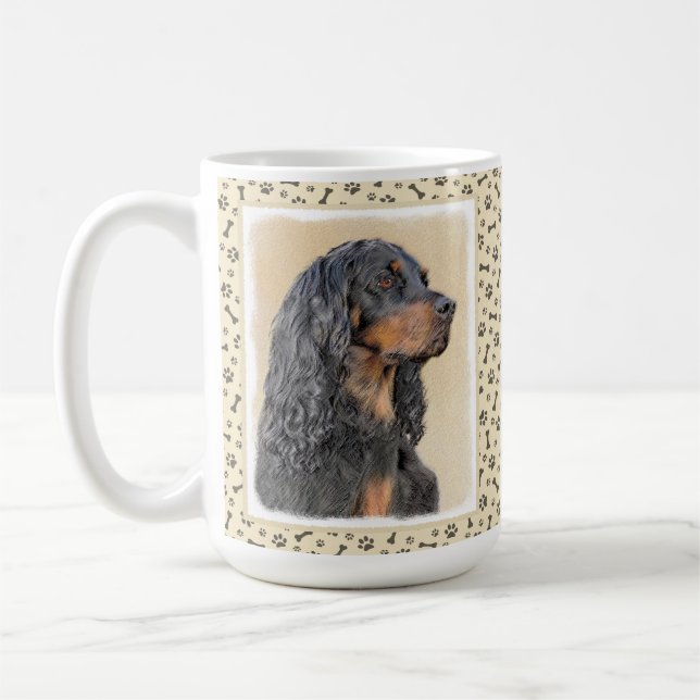 Gordon Setter Painting - Cute Original Hund Art Kaffemugg (Vänster)