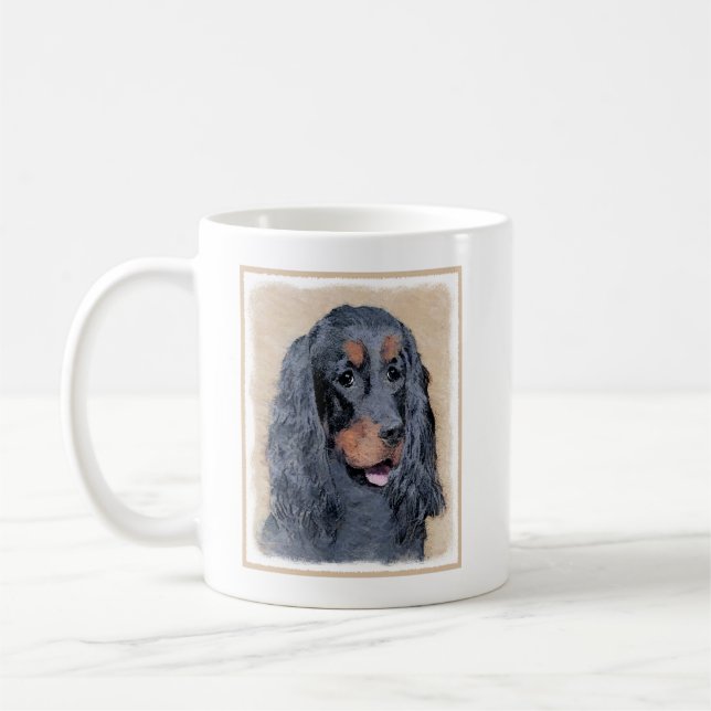 Gordon Setter Painting - Cute Original Hund Art Kaffemugg (Vänster)