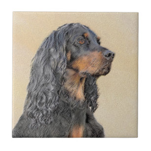 Gordon Setter Painting - Cute Original Hund Art Kakelplatta