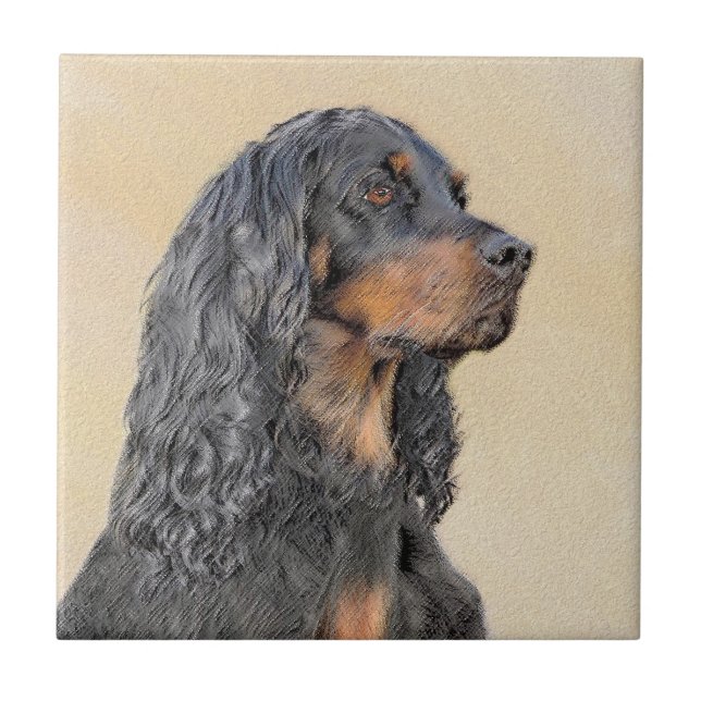 Gordon Setter Painting - Cute Original Hund Art Kakelplatta (Framsidan)