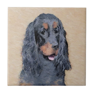 Gordon Setter Painting - Cute Original Hund Art Kakelplatta
