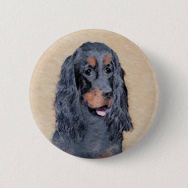 Gordon Setter Painting - Cute Original Hund Art Knapp (Framsida)