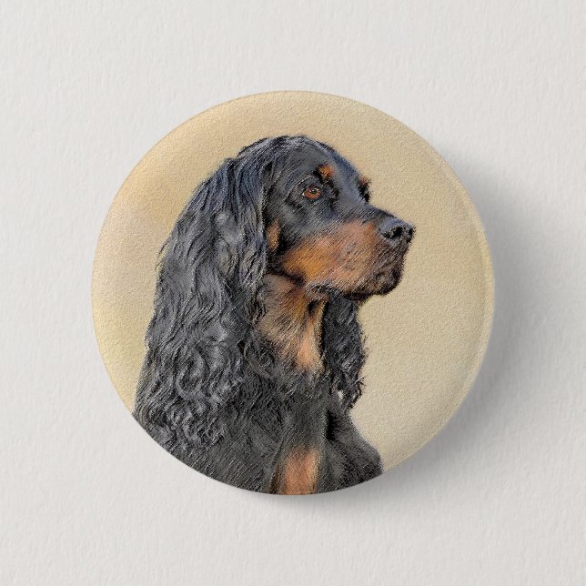 Gordon Setter Painting - Cute Original Hund Art Knapp (Framsida)