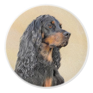 Gordon Setter Painting - Cute Original Hund Art Knopp