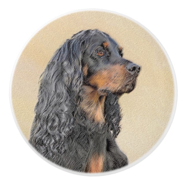 Gordon Setter Painting - Cute Original Hund Art Knopp (Framsidan)