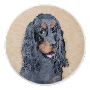 Gordon Setter Painting - Cute Original Hund Art Knopp