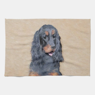 Gordon Setter Painting - Cute Original Hund Art Kökshandduk