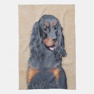 Gordon Setter Painting - Cute Original Hund Art Kökshandduk