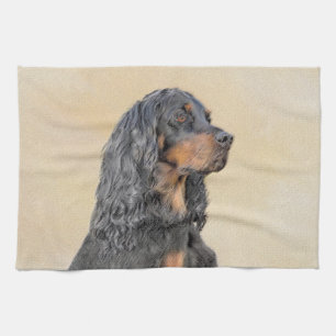 Gordon Setter Painting - Cute Original Hund Art Kökshandduk