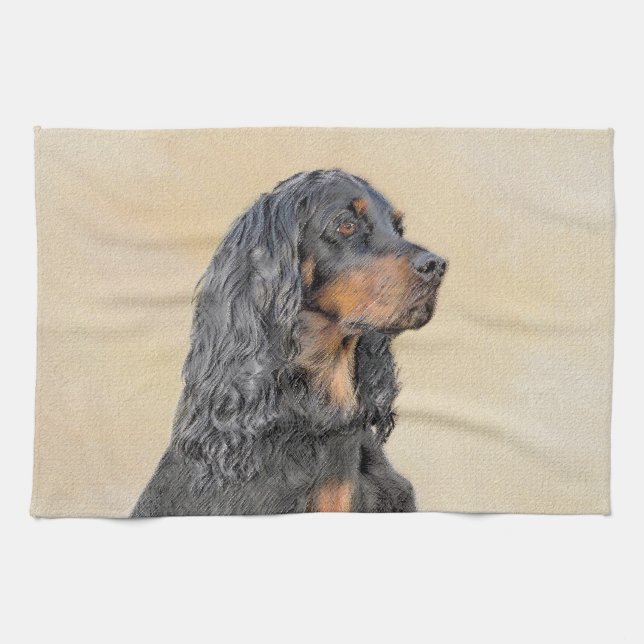 Gordon Setter Painting - Cute Original Hund Art Kökshandduk (Horisontell)