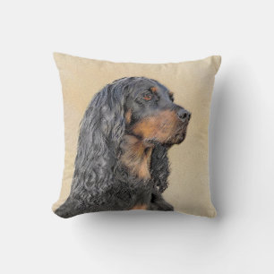 Gordon Setter Painting - Cute Original Hund Art Kudde