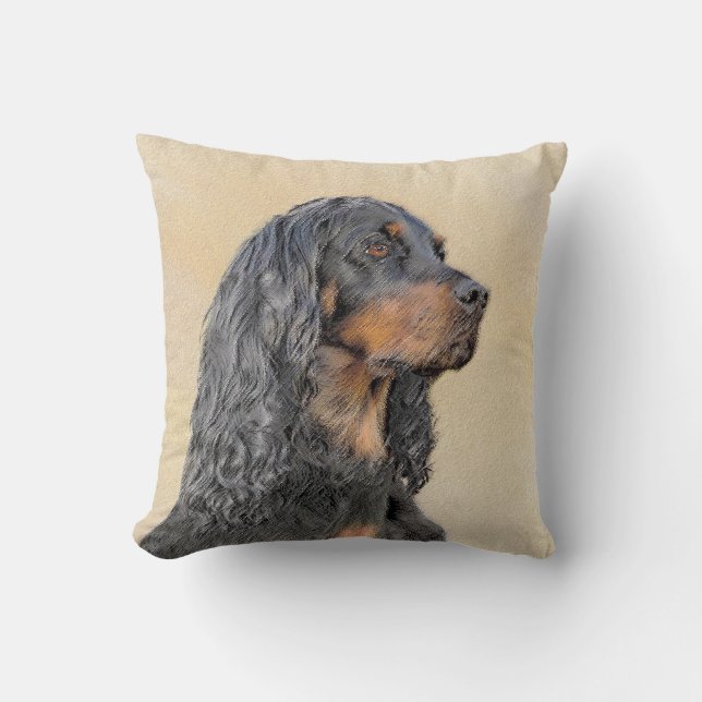 Gordon Setter Painting - Cute Original Hund Art Kudde (Framsida)
