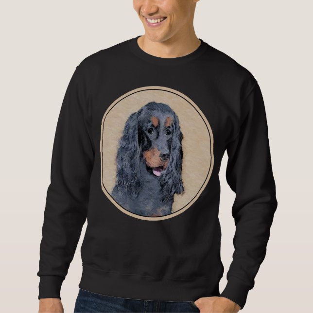 Gordon Setter Painting - Cute Original Hund Art Lång Ärmad Tröja (Framsida)