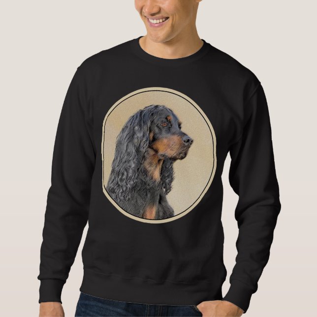 Gordon Setter Painting - Cute Original Hund Art Lång Ärmad Tröja (Framsida)