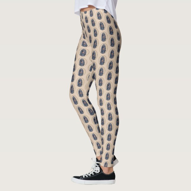 Gordon Setter Painting - Cute Original Hund Art Leggings (Vänster)