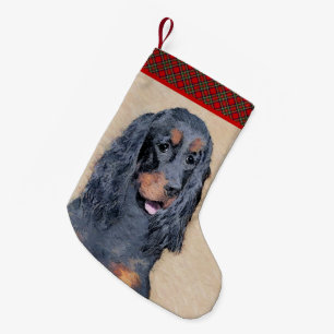 Gordon Setter Painting - Cute Original Hund Art Liten Julstrumpa