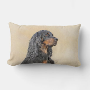Gordon Setter Painting - Cute Original Hund Art Lumbarkudde