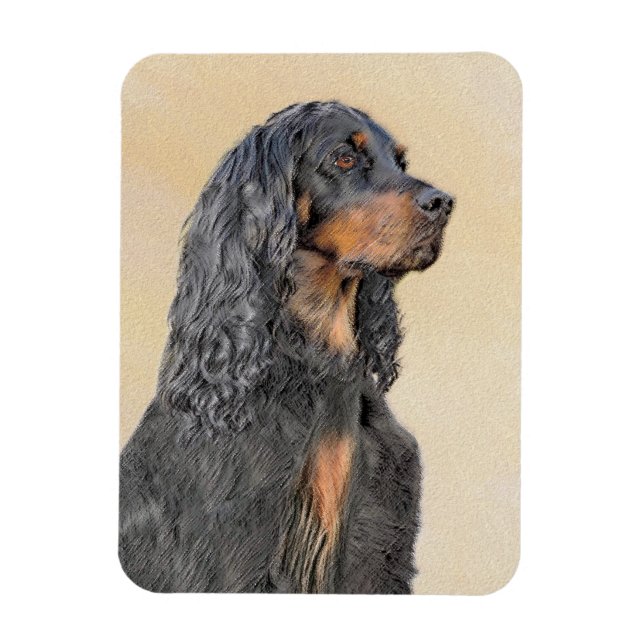 Gordon Setter Painting - Cute Original Hund Art Magnet (Vertikal)