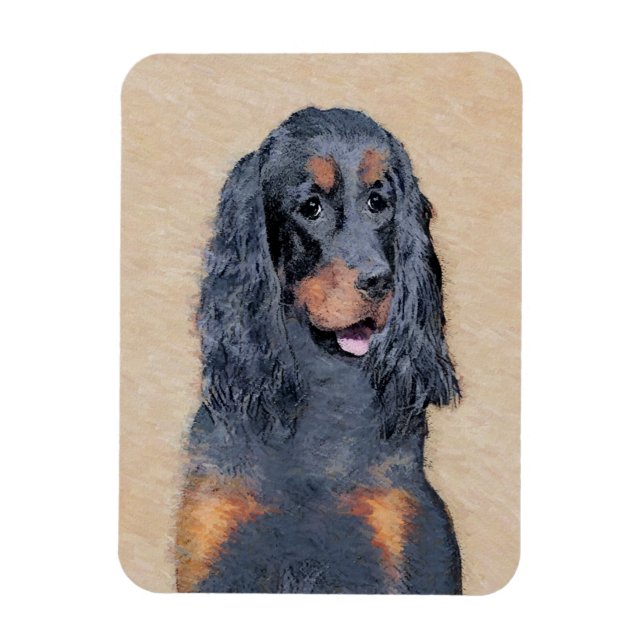 Gordon Setter Painting - Cute Original Hund Art Magnet (Vertikal)