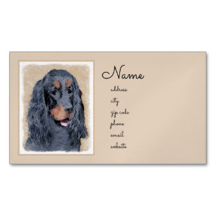 Gordon Setter Painting - Cute Original Hund Art Magnetiska Visitkort