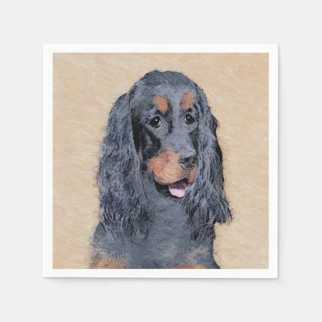 Gordon Setter Painting - Cute Original Hund Art Pappersservett (Framsidan)