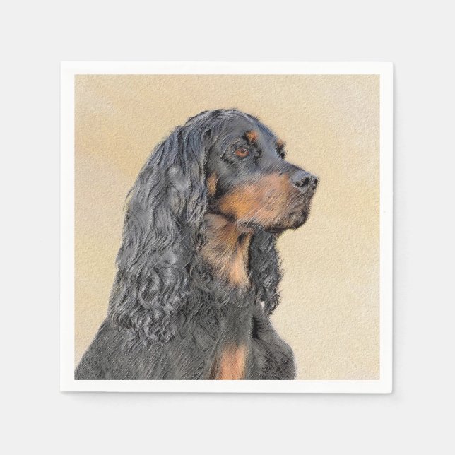 Gordon Setter Painting - Cute Original Hund Art Pappersservett (Framsidan)