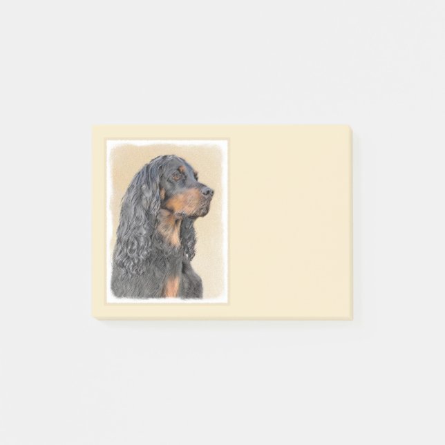 Gordon Setter Painting - Cute Original Hund Art Post-it Block (Framsida)