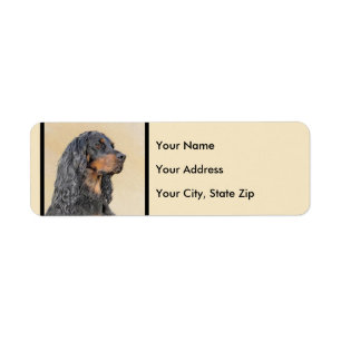 Gordon Setter Painting - Cute Original Hund Art Returadress Etikett