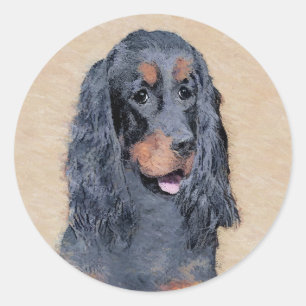 Gordon Setter Painting - Cute Original Hund Art Runt Klistermärke