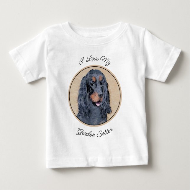 Gordon Setter Painting - Cute Original Hund Art T Shirt (Framsida)