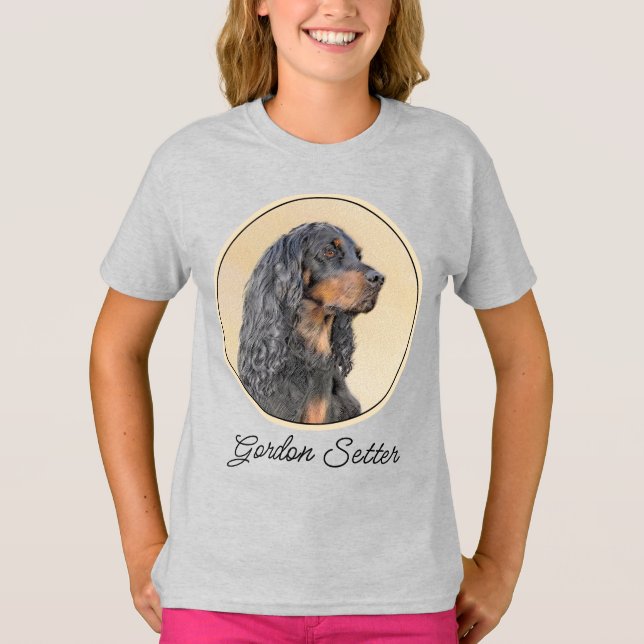 Gordon Setter Painting - Cute Original Hund Art T Shirt (Framsida)