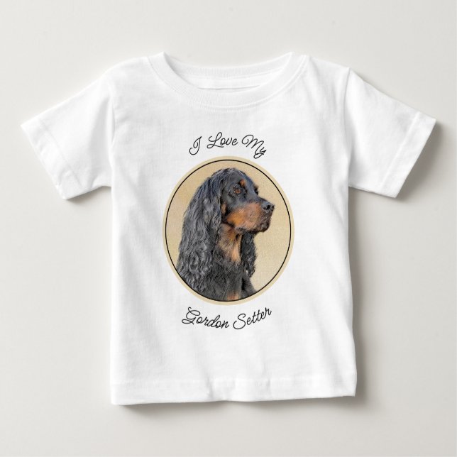 Gordon Setter Painting - Cute Original Hund Art T Shirt (Framsida)