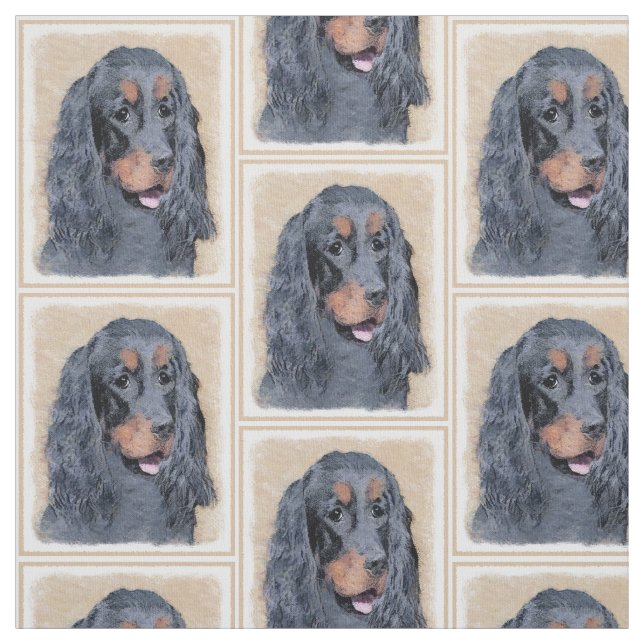 Gordon Setter Painting - Cute Original Hund Art Tyg (Provkarta)