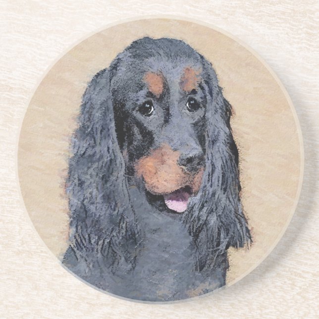 Gordon Setter Painting - Cute Original Hund Art Underlägg (Framsidan)