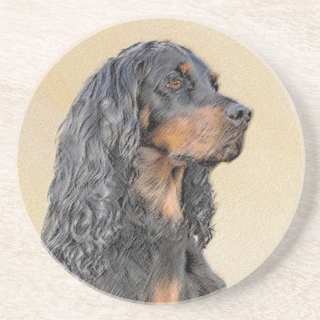 Gordon Setter Painting - Cute Original Hund Art Underlägg (Framsidan)