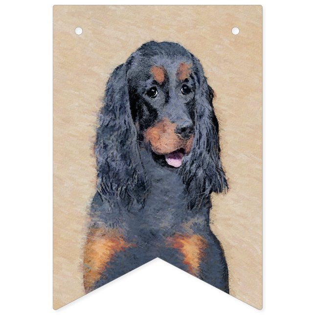 Gordon Setter Painting - Cute Original Hund Art Vimplar (Första flaggan)