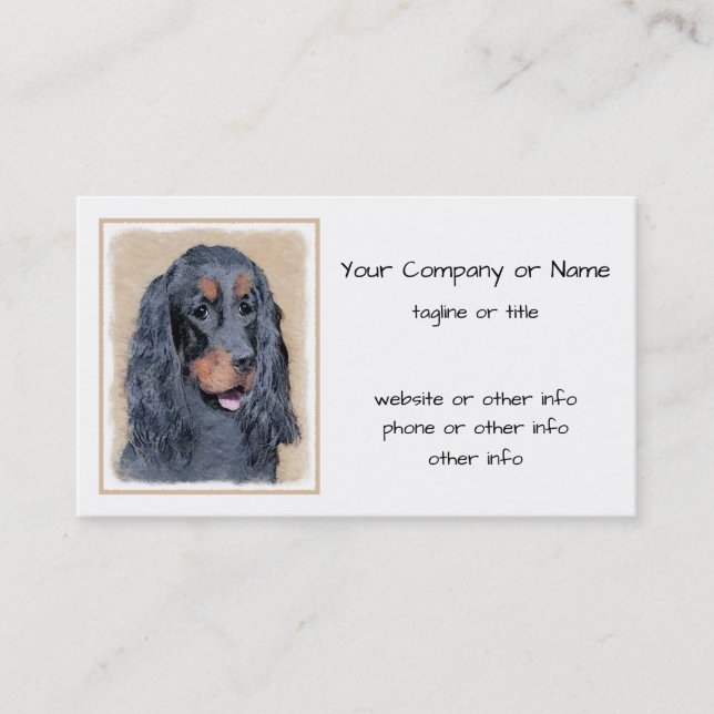 Gordon Setter Painting - Cute Original Hund Art Visitkort (Framsida)