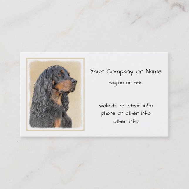 Gordon Setter Painting - Cute Original Hund Art Visitkort (Framsida)