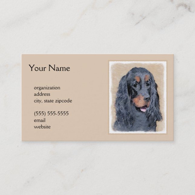 Gordon Setter Painting - Cute Original Hund Art Visitkort (Framsida)