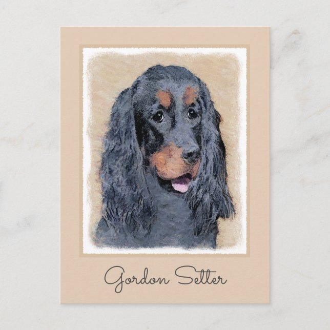 Gordon Setter Painting - Cute Original Hund Art Vykort (Framsida)