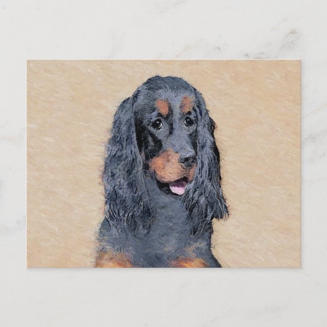 Gordon Setter Painting - Cute Original Hund Art Vykort (Framsida)