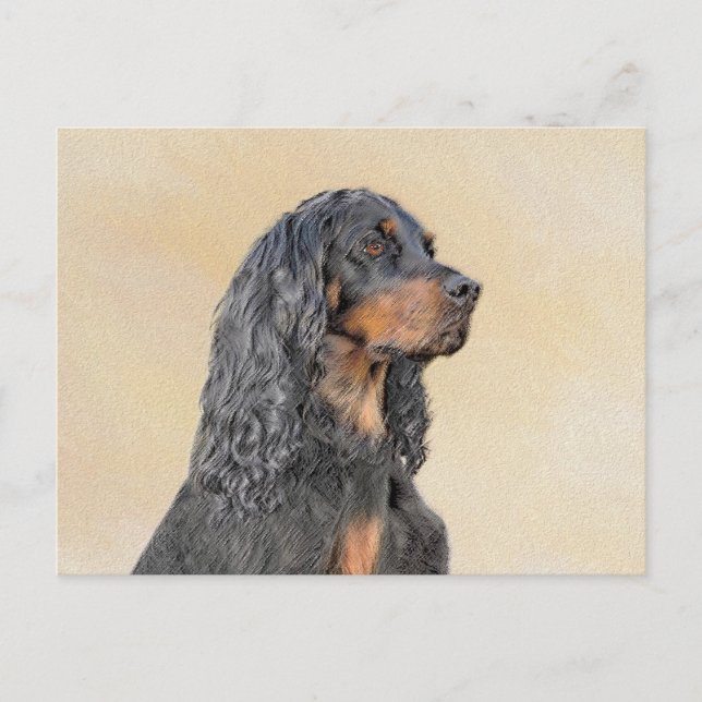 Gordon Setter Painting - Cute Original Hund Art Vykort (Framsida)