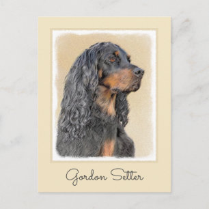 Gordon Setter Painting - Cute Original Hund Art Vykort