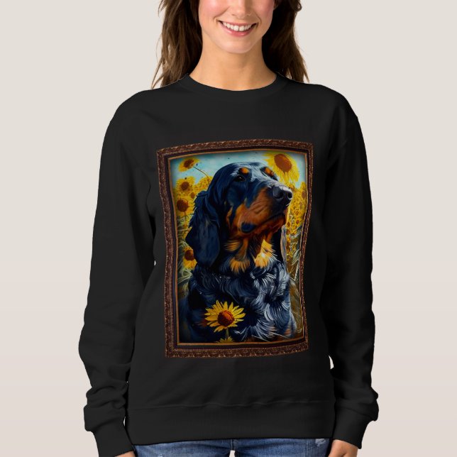 Gordon Setter Painting Sunflower Flower Mom Women  T Shirt (Framsida)
