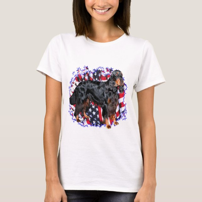Gordon Setter Patriot T Shirt (Framsida)