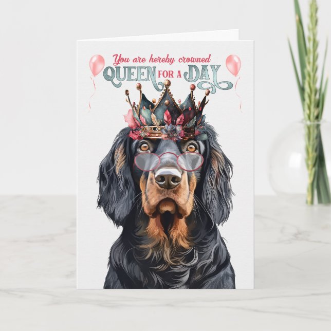 Gordon Setter Queen för en dag på födelsedagen Kort (Framsida)
