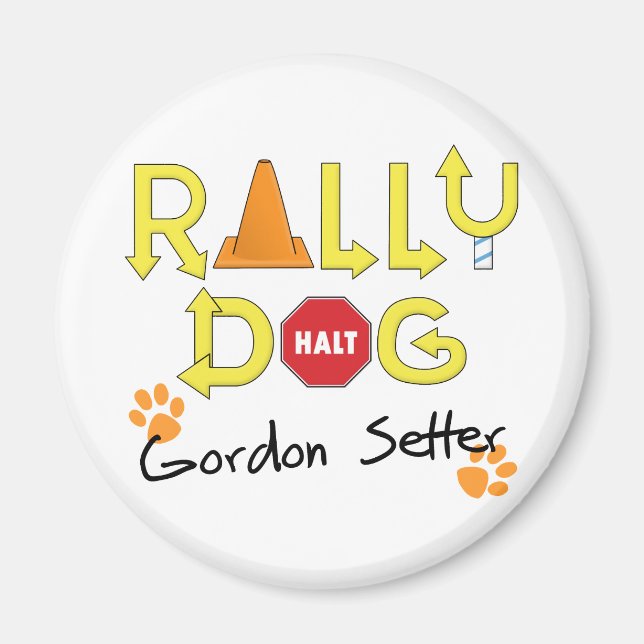 Gordon Setter Rally Hund Magnet (Framsidan)